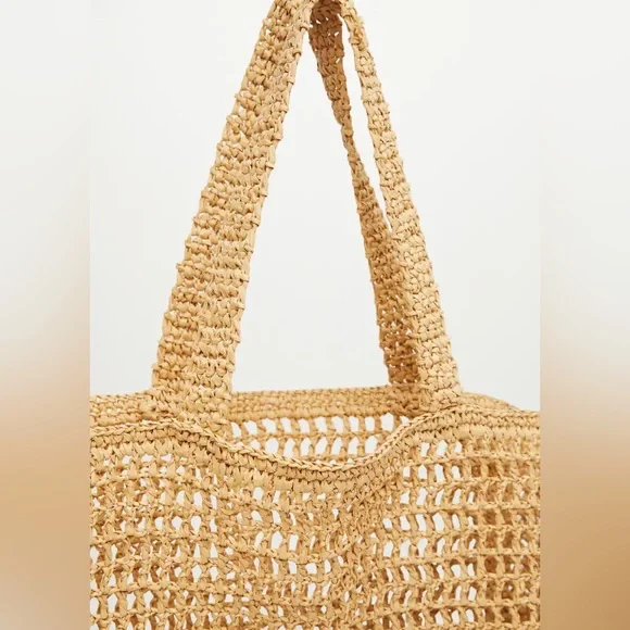 MANGO NWT Handmade Straw Large Tote Beach Bag - Picture 6 of 12